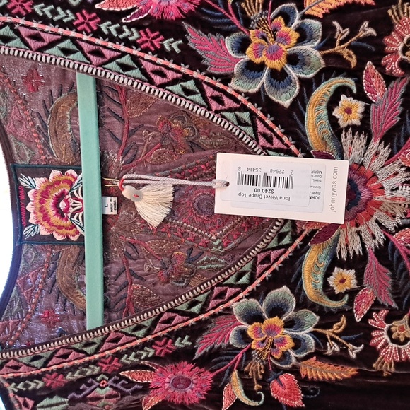 Johnny Was Iona Velvet Drape Top Size Large - Picture 3 of 11